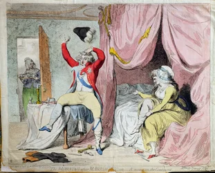 De ochtend na het huwelijk, of een scène op het continent, gepubliceerd door W. Holland in 1788